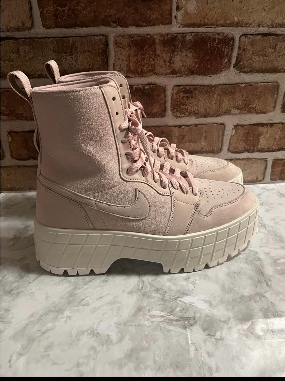 Nike Women's Pink Lace-Up Platform Boots